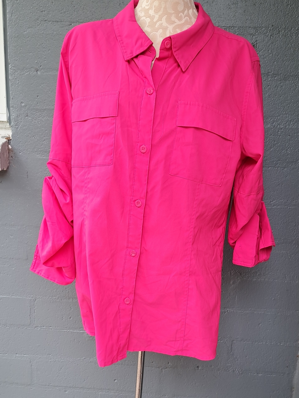 Reel Legends Hot Pink Button-Front Shirt Size L